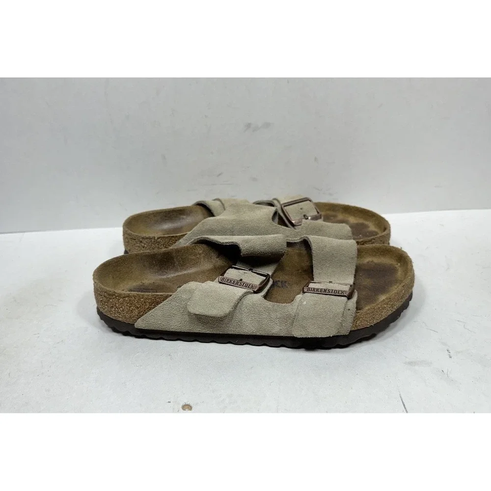 Birkenstock Arizona Soft Footbed Taupe Suede Sandals Slides Women's Size 7 / 38